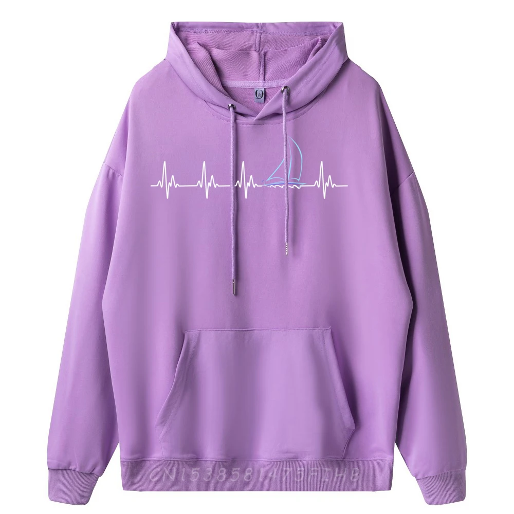 Sailing Heartbeat Funny Sailboat Mens Graphic Hoodies Men's Clothing Long Sleeve Pullover Hoodie For Men