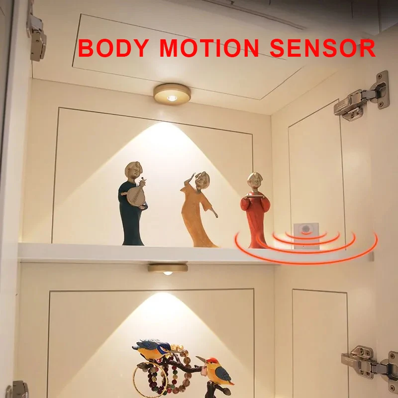 2W Rechargeable Cabinet Light USB Charging Night Light Remote Control Dimmable Lamp Bedroom Kitchen Motion Sensor Spotlights