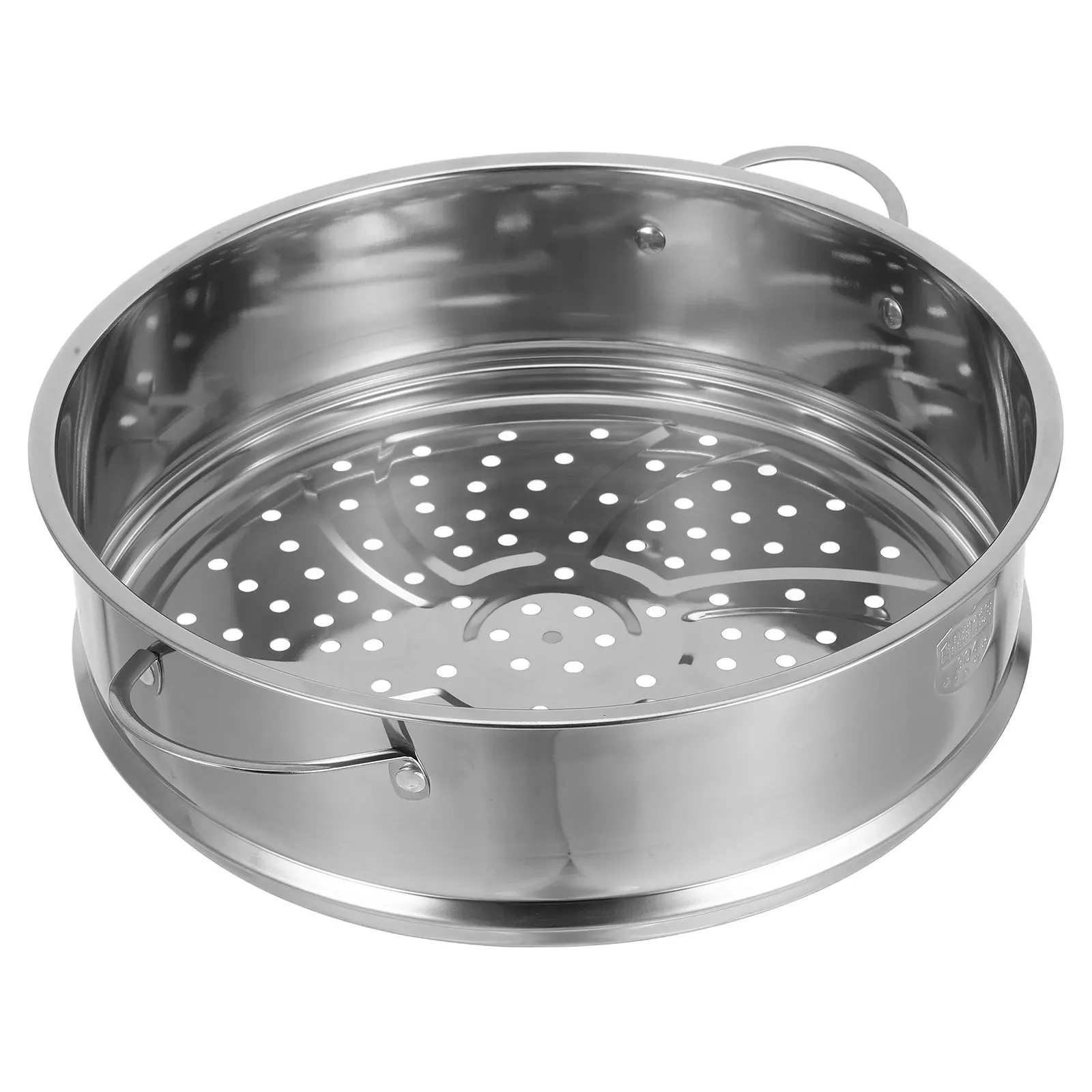 

Stainless Steel Steamer Insert 28Cm with Handle for Steaming Vegetables Seafood Fish Dumplings Buns Chicken Kitchen Cooking