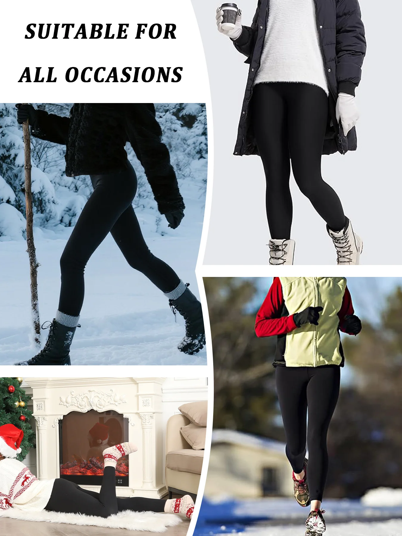 2 pack Women's fleece lining leggings with thermal technology. Designed for winter running, yoga and keeping warm during workout