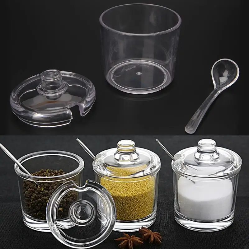 U75C Acrylic Seasoning Can Jar For Salt Sugar Pepper Powder Kitchen Supplies