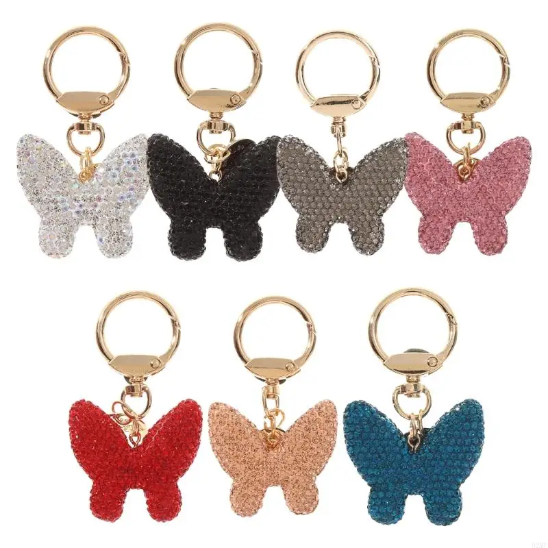 92MF Elegant Butterfly Charm Keychain With Stylish Rhinestones for Bags and Keys