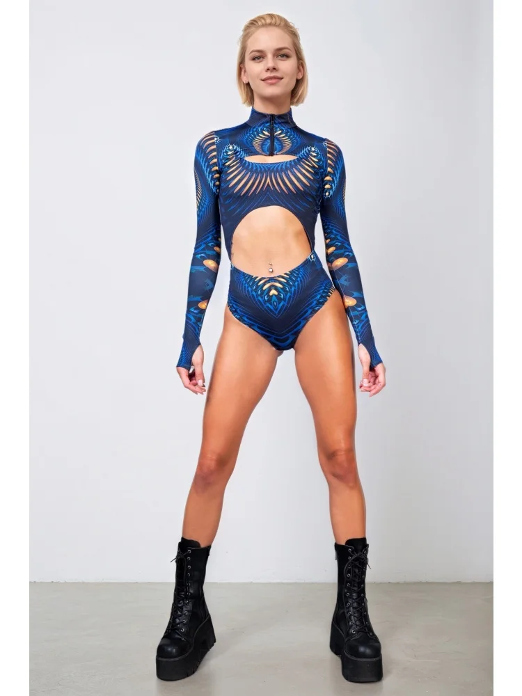 IOOTIANY Sexy Graffiti-Strumpfhose Badeanzug Mantel Karneval Offenes Herz Weste Bodysuit Leotard Gothic Cosplay Party Rollenspiel Bademode – Detail 17