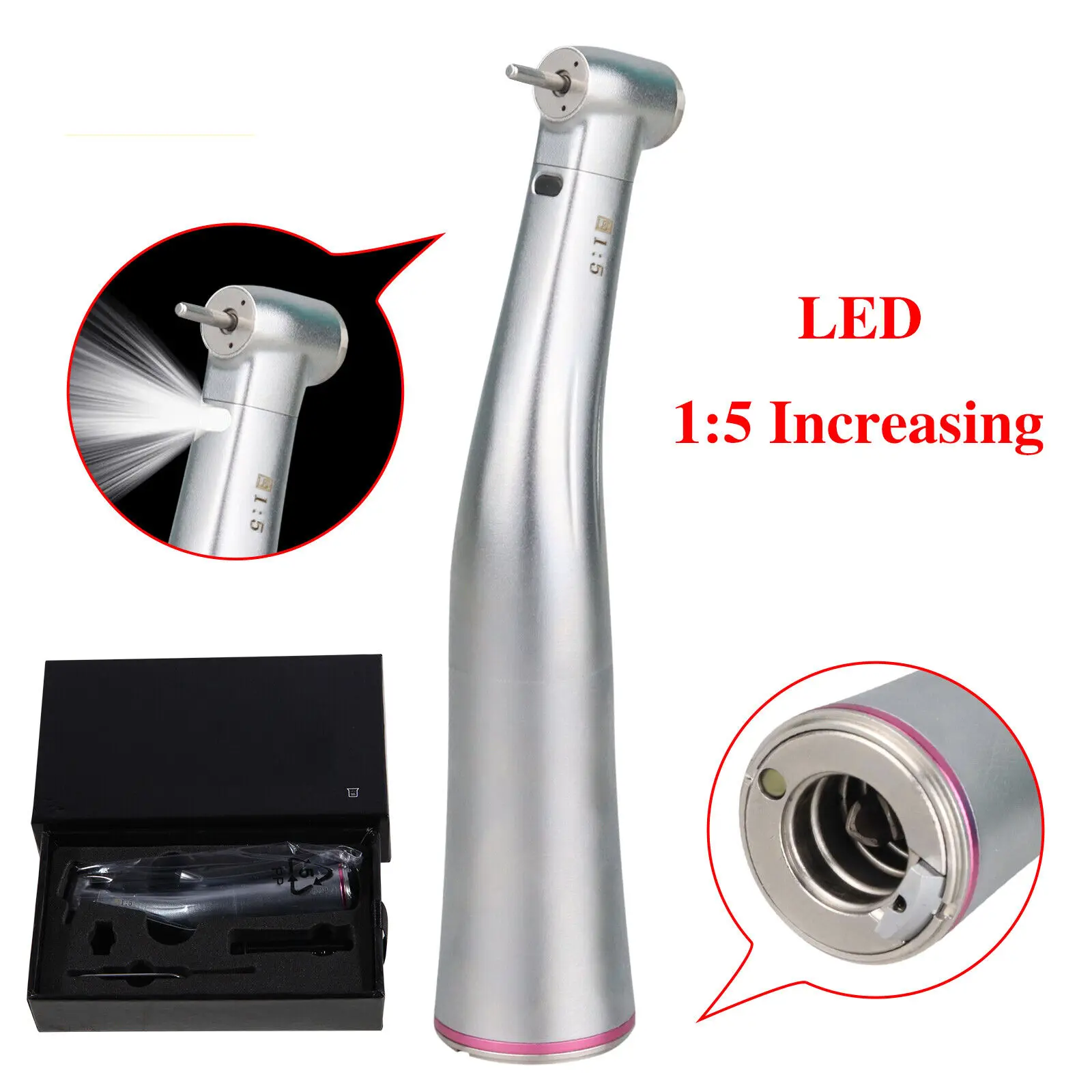 NSK Style Dental 1:1/1:4.2 /1:5 Contra Angle Fiber Optic LED/No Led Low Speed Straight Nosecone Handpiece