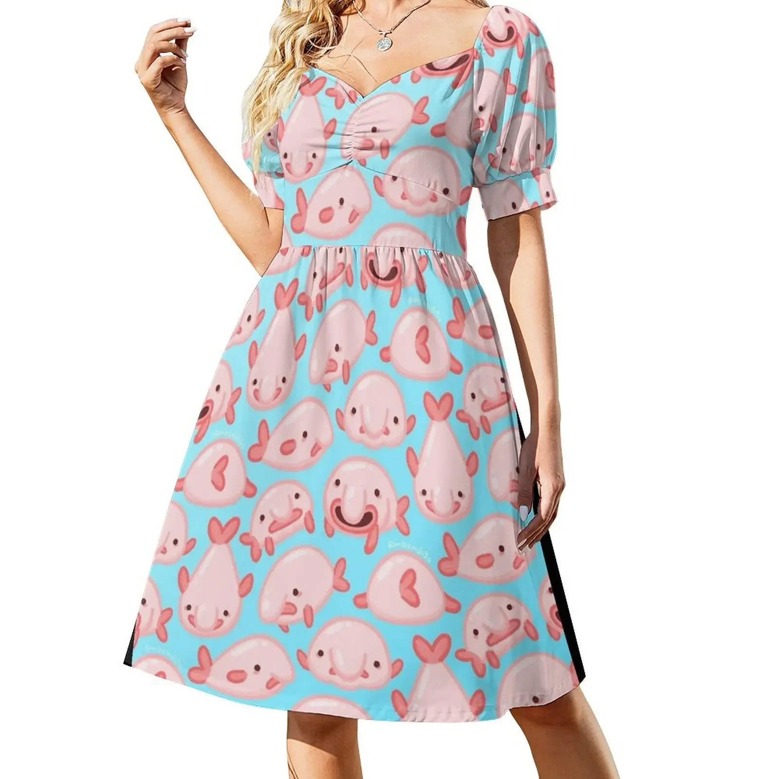 

Blobfish Pattern Short-Sleeved Dress summer dress for women 2025 summer woman dress 2025