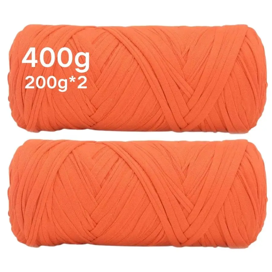 400g T-Shirt-Garn Dickes Stoffgarn zum Häkeln Stricken Tasche Korb DIY Handgemachter Teppich Baumwolle Polyester Stoffgarn – Detail 3