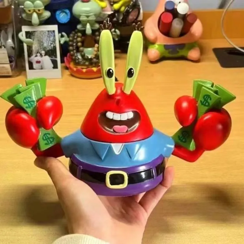 Cute Mr. Krabs Money Coin Bank Storage Jar Figurine Lucky Crab Desk Decor Table Ornament Collectible Office Toy Birthday Gift