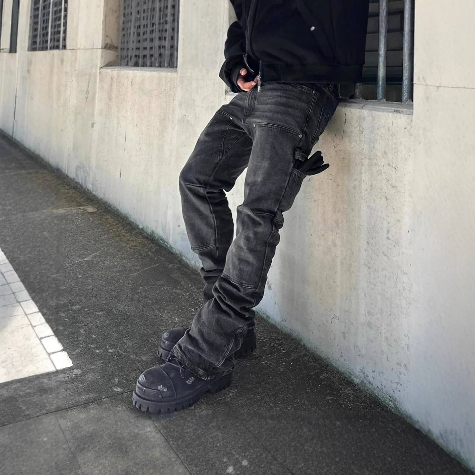 

2026 Spring Summer Men's Black Denim Jeans Pants Stretch Slim Fit Designer Trousers Casual Bottoms
