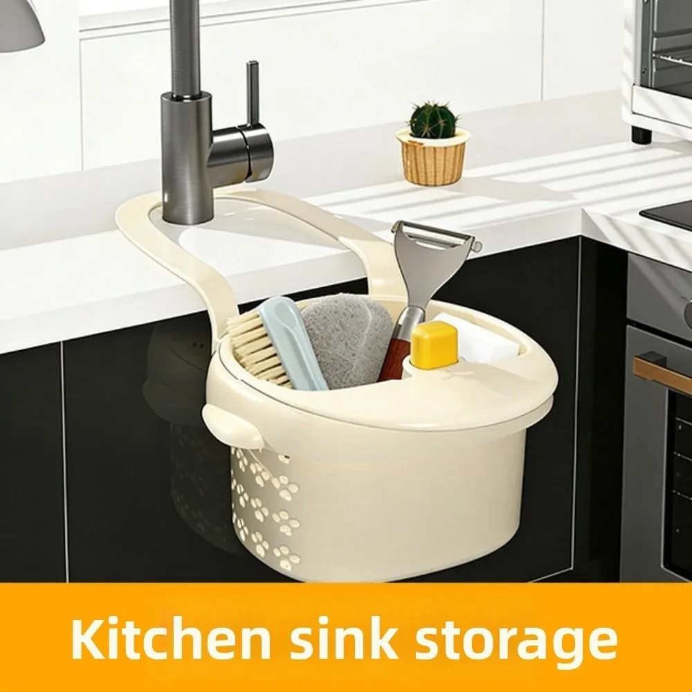 Creative Sink Hanging Strainer Basket Punch-free Detachable Food Residue Separator Openable Bottom Cover Quickly Drain