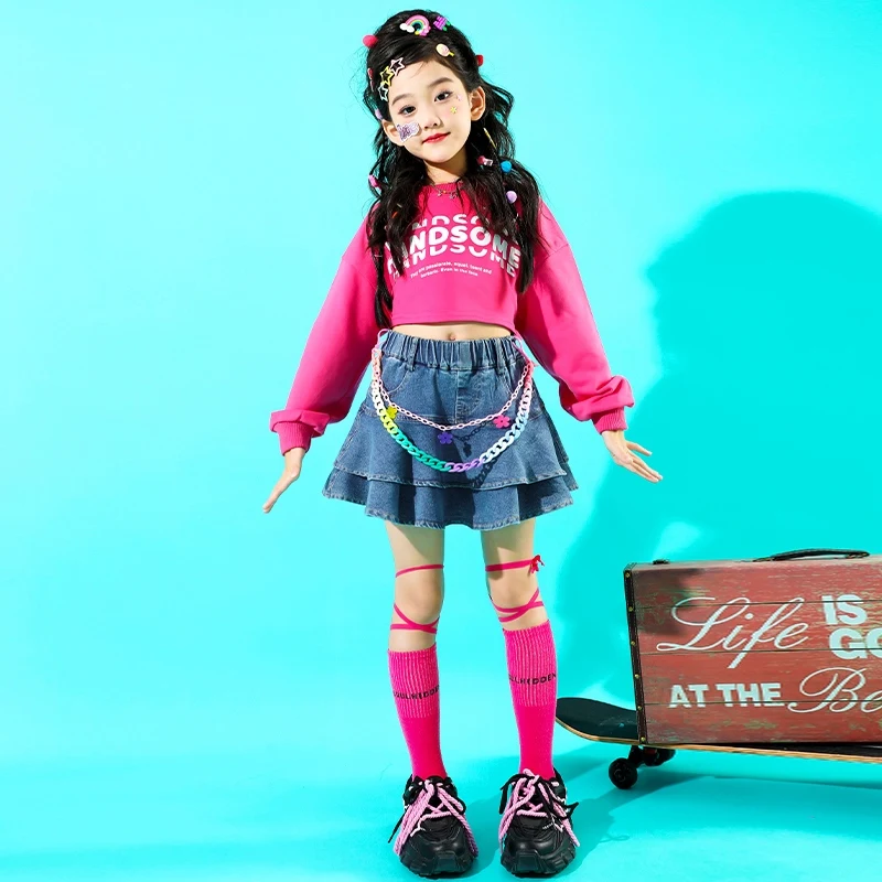 Cheerleading Kpop Jazz Dance Costume Girls Group Performance Outfit Kids Hip Hop Clothes Children'S Stage Party Wear XS9271