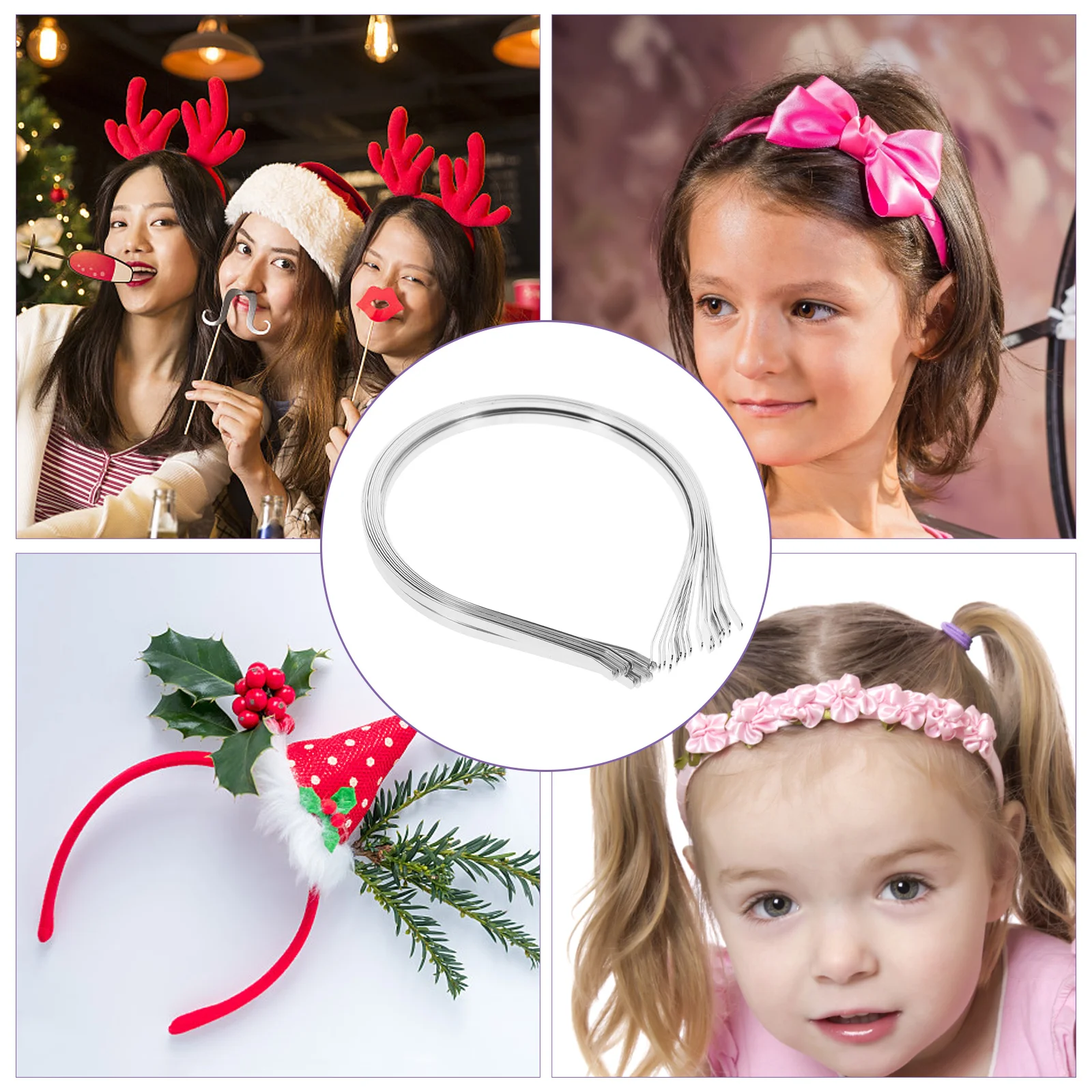 50pcs Stainless Hair Hoops Plain Blank Diy Headband Accessories Women Craft Stainless Steel Headbands Supplies Daily Headdress