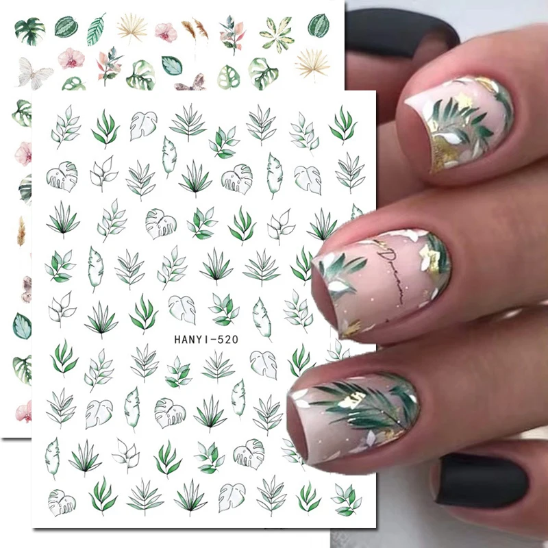 

3d Nail Art Stickers Summer Tropical Plams Leaves Butterflys Flowers Adhesive Sliders Nails Decals Decorations For Manicures