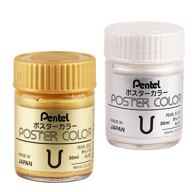 Pentel Gold /Silver Poster Color 30ml Gold Assorted Easy to Apply DIY Crafts, Art Supplies with A Metallic Finish Treasure Paint