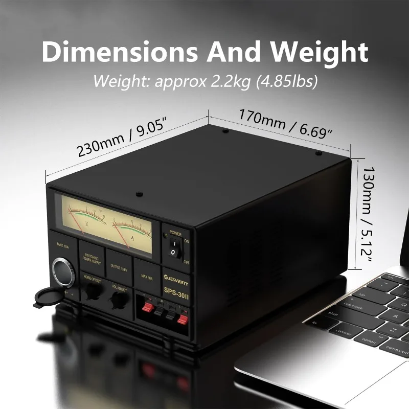 Alimentatore da banco compatto universale-convertitore da banco da laboratorio domestico regolato da 30 Amp AC-to-DC 13.8 Volt/9-15Volt, ventola di raffreddamento