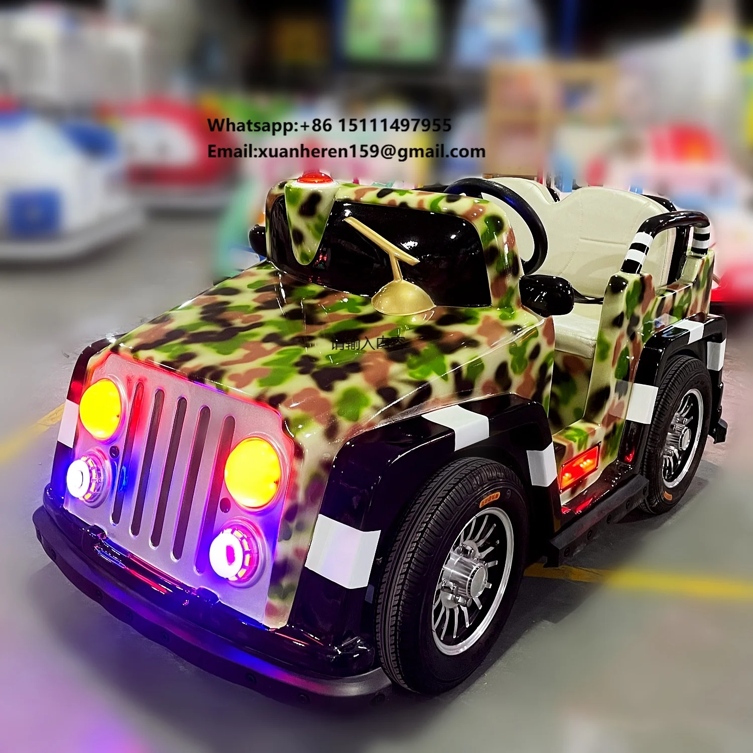 Shopping Mall Entertainment Kiddy Ride Car Metal Fiberglass Camouflage JEP Kids Driving Bumper Car for Children