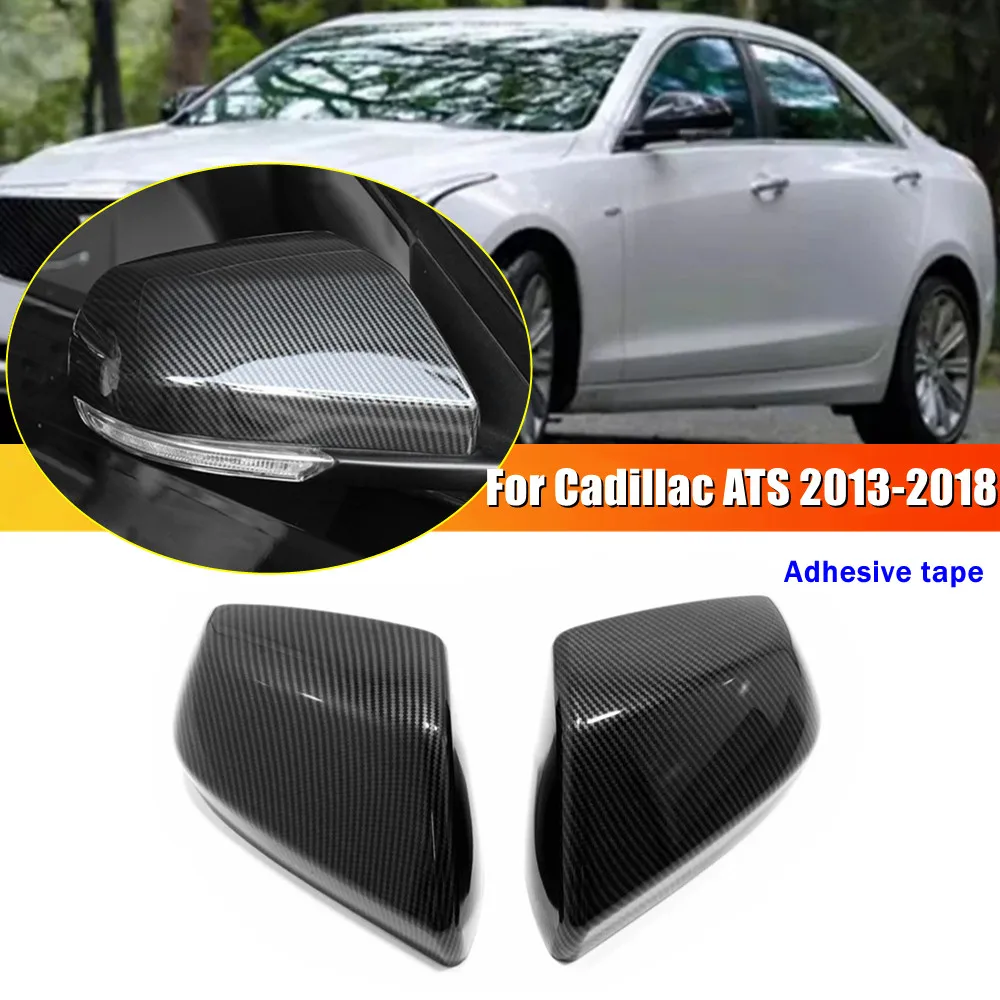 For Cadillac CT4 ATS 2013-2023 Car Rearview Side Door Mirror Cover Wing Cap Exterior Housing Shell Trim Accessories ABS Carbon