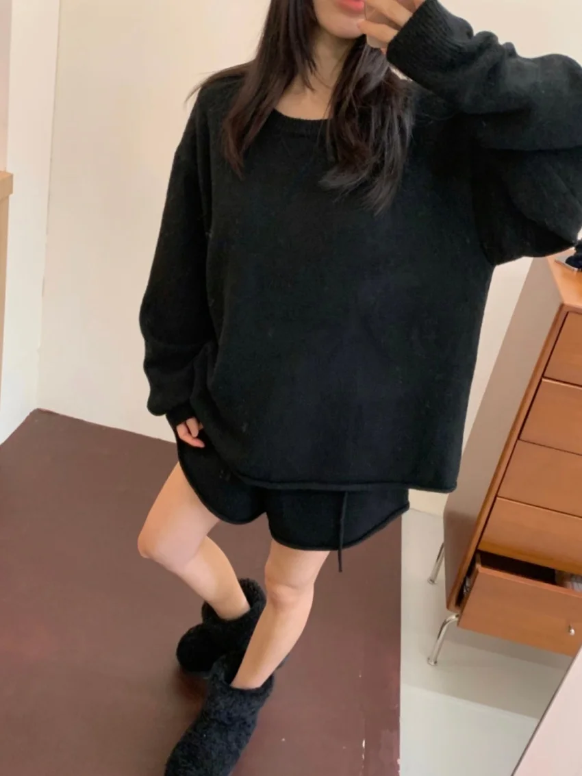 Alien Kitty Office Lady mujeres prendas de punto trajes jerseys elegantes suéteres suaves otoño 2025 dulce nuevo Casual pantalones cortos sueltos de uso diario