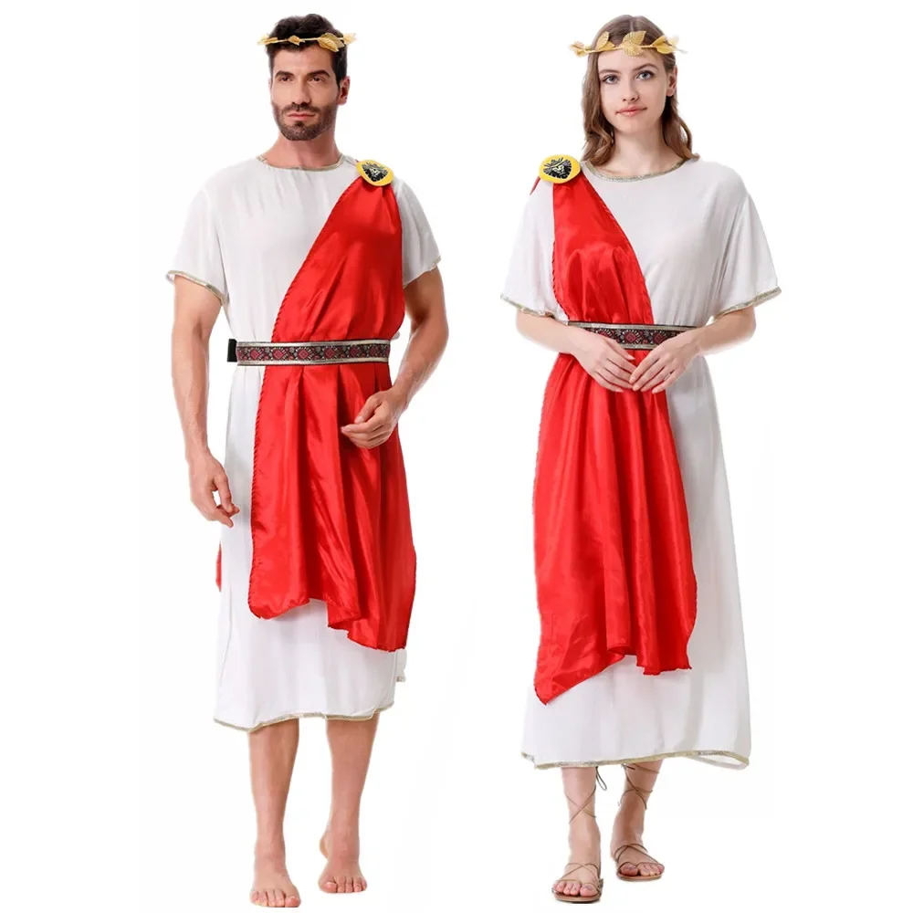 Halloween Ancient Greek Zeus Mythology Couple Robe Cosplay Costume Rome Spartan Warrior Man Toga Fancy Dress