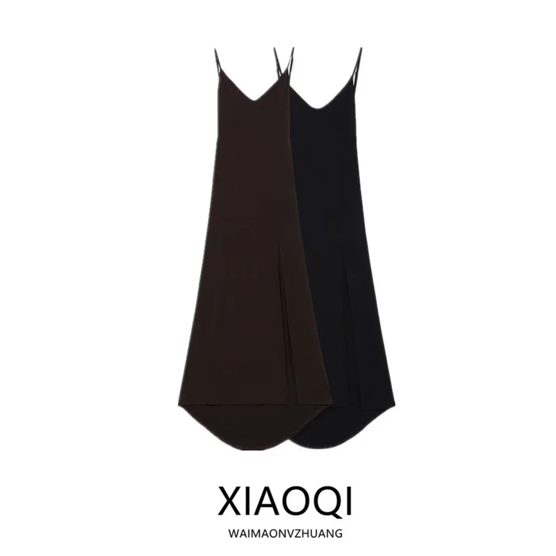 2025年秋 レディース ファッション ロングVネック 新デザイン 多用途ストラップ ドクター風 通勤 カジュアル ルーズフィット ノースリーブ