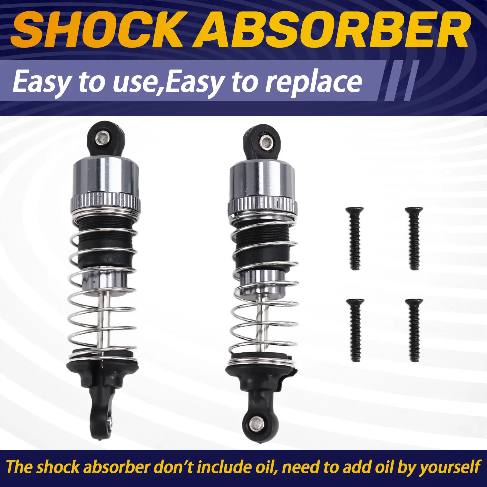 

WOWFU-2Pcs Oil Metal Shock-Absorber Damper For HBX 16889 16889A 16890 16890A SG1601 SG1602 1/16 RC Car Upgrade Parts