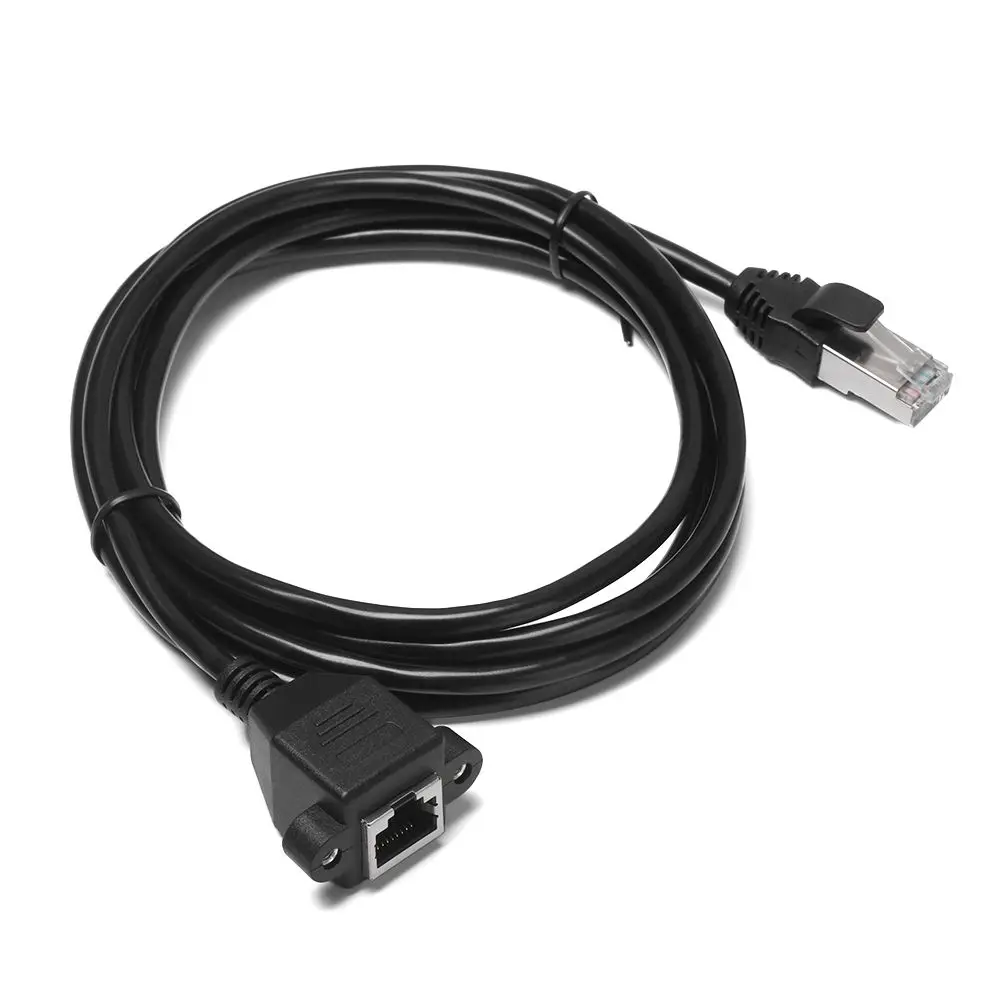 Praktis Sekrup Panel Mount Adaptor Profesional Kabel Ekstensi Ethernet Kabel Jaringan LAN RJ45 Laki-laki Ke Perempuan untuk PC Laptop