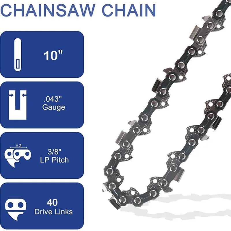 10Inch Portable Metal Chainsaw Chain 40 Drive Links 3/8