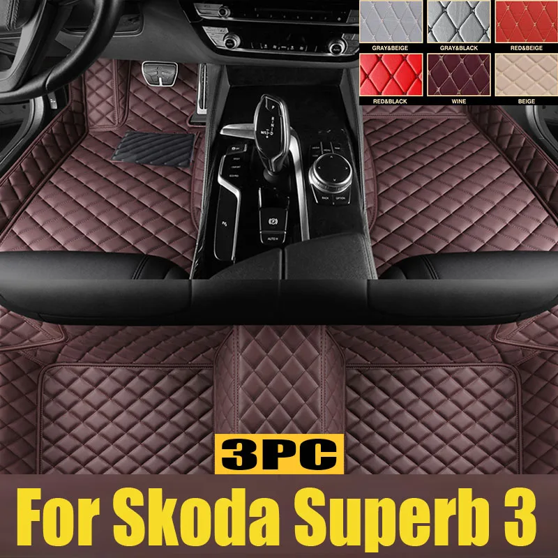 

Custom Made Leather Car Floor Mats For Skoda Superb 3 2016 2017 2018 2019 2020 2021 Carpets Rugs Foot Pads trunk mat