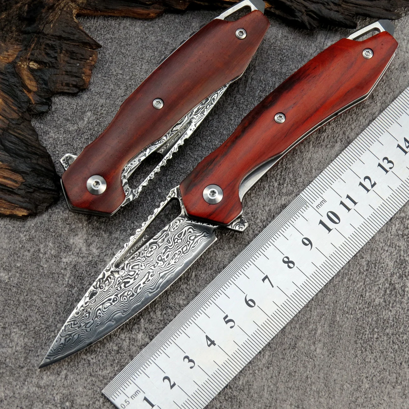 

Sitivien ST230 Folding Knife Damascus Steel VG10 Core Blade Dalbergia Wood Handle Pocket Knife for Fishing Camping EDC Tool