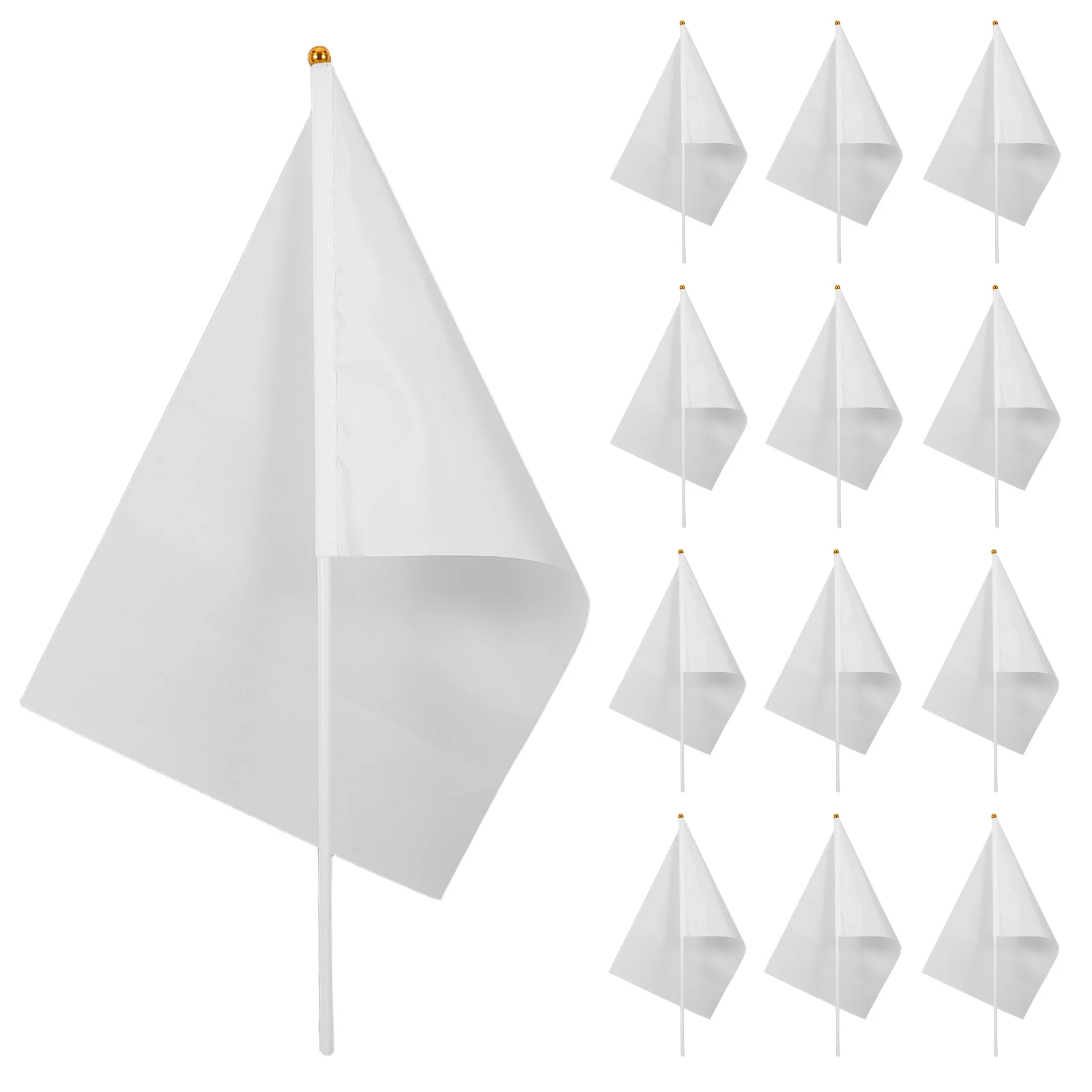 

50Pcs White Handheld Flags Polyester Blank on Stick for Sports Events Party Festival Celebration DIY Craft Decorations
