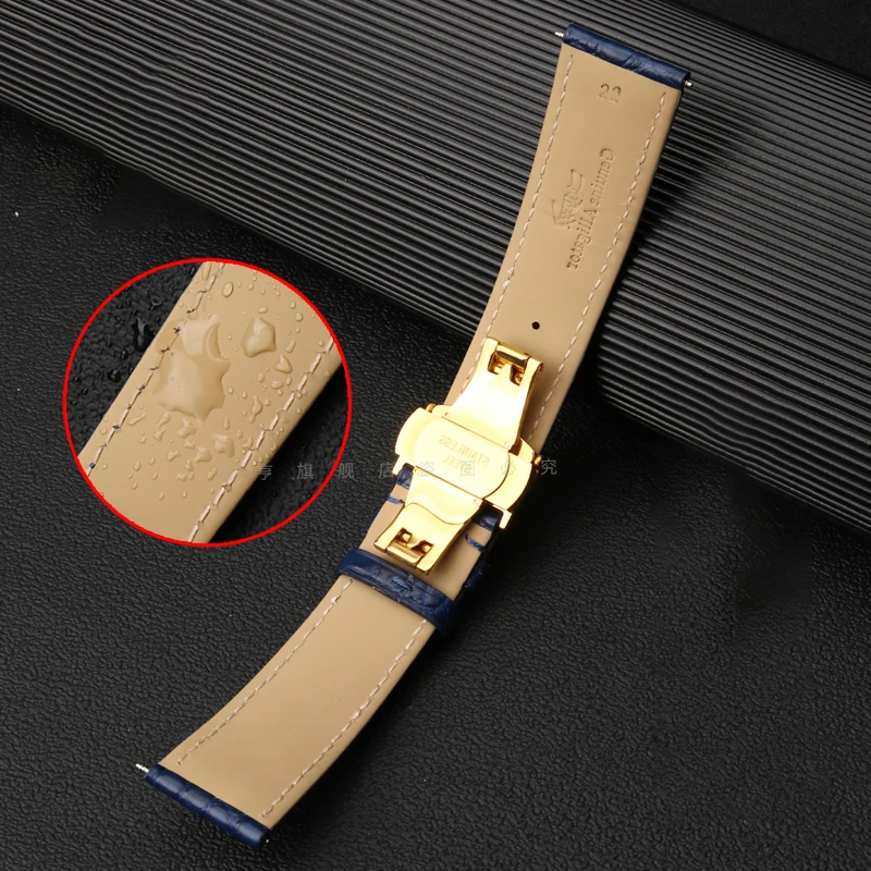 For Luxury Design Blue Black Brown Crocodile Leather Strap Fashion genuine leather men\'s watchband 16mm 18mm 20mm 22mm