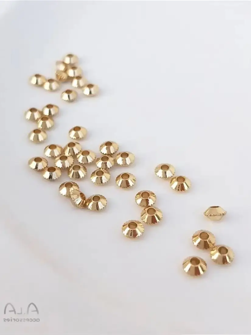 

14K Gold Wrapped Shallow Gold Gear Flying Saucer Loose Beads Separated Beads Accessories Handmade DIY Bracelets Jewelry Material