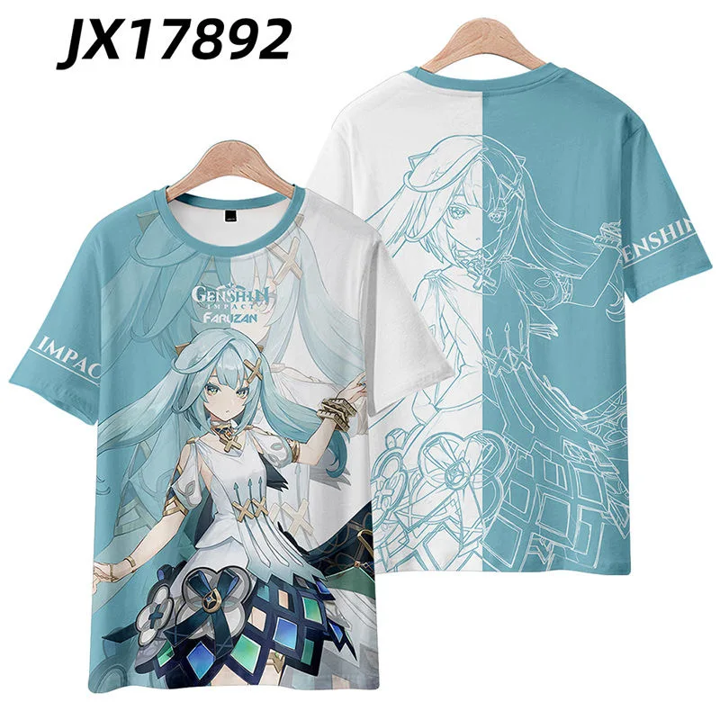 Genshin Impact Faruzan 3D Printing T-shirt Summer Fashion Round Neck Short Sleeve Kimono Haori Popular Game Streetwear