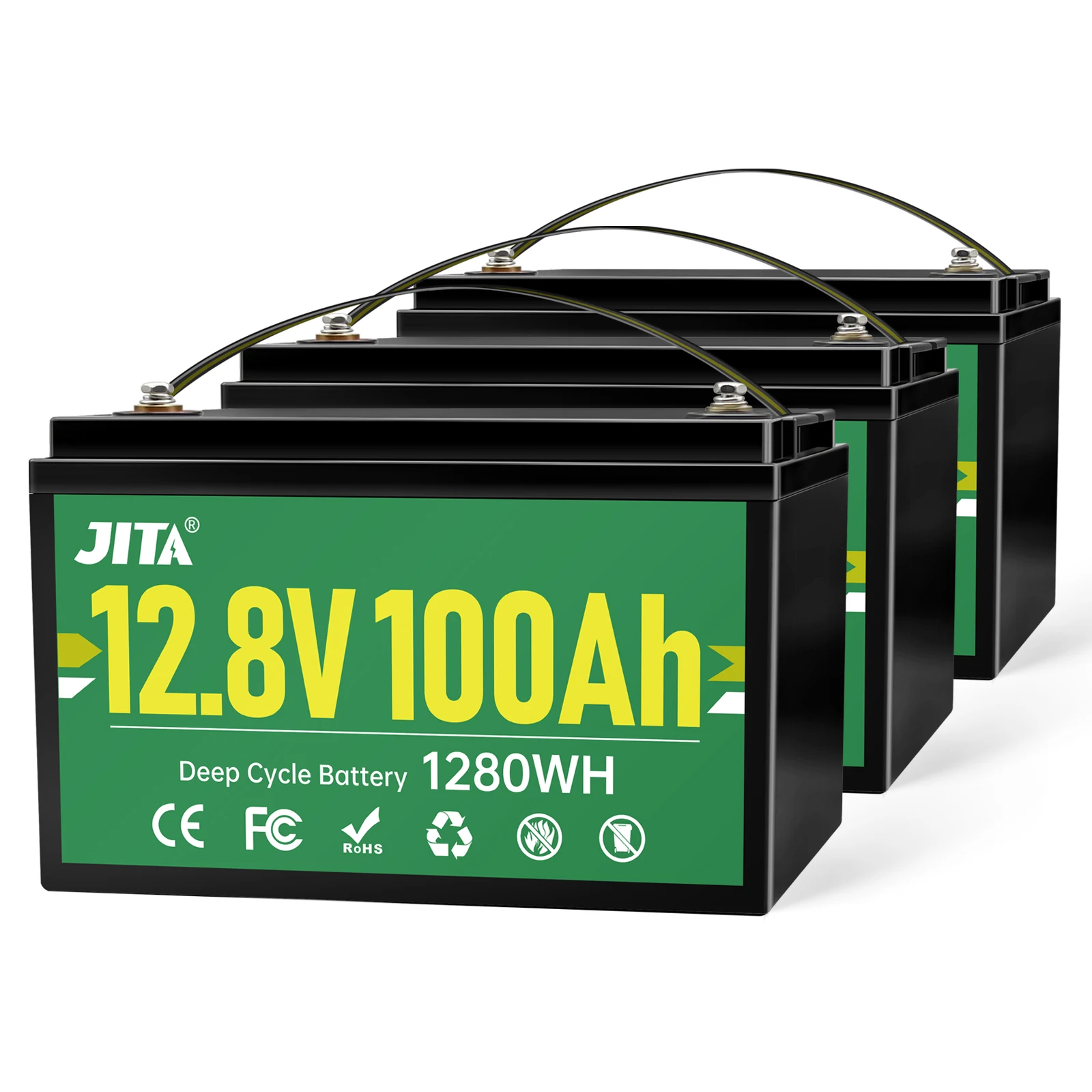 12V 100Ah lifepo4 lithium battery with free charger 1280wh output built-in 100amp BMS For solar storage system