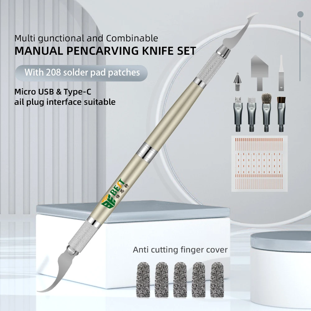 プロフェッショナル手動彫刻ペンセット、マザーボードチップ、錫接着剤除去、はんだパッドクリーニング、跡のない修正、飛線ポイント修正