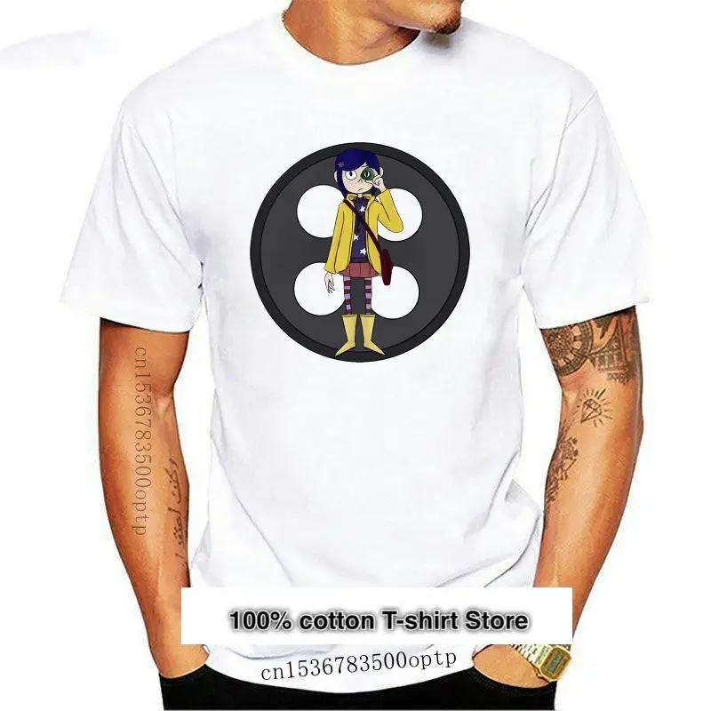 

Coraline-camisetas de manga corta de algodón para hombre, camisa de cuello redondo con ojos abotonados, 4X 5X