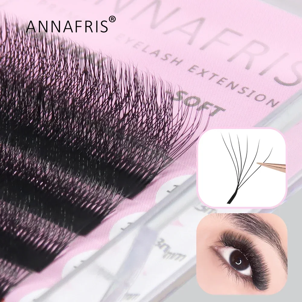 

ANNAFRIS W Shape 6D Volume Eyelash Extension False Mink Soft Natural Premade Fans Lash 6D W Shaped Easy Faning Eyelashes Veyes