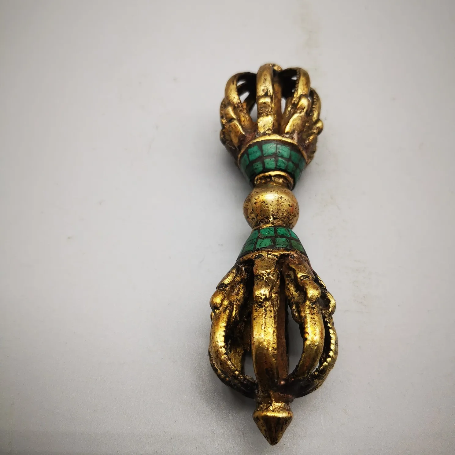 Vintage Copper Vajra Pestle Feng Shui Ornament Religious Collection Buddha Instrument Home Decorations Antique Brass Desk Decors