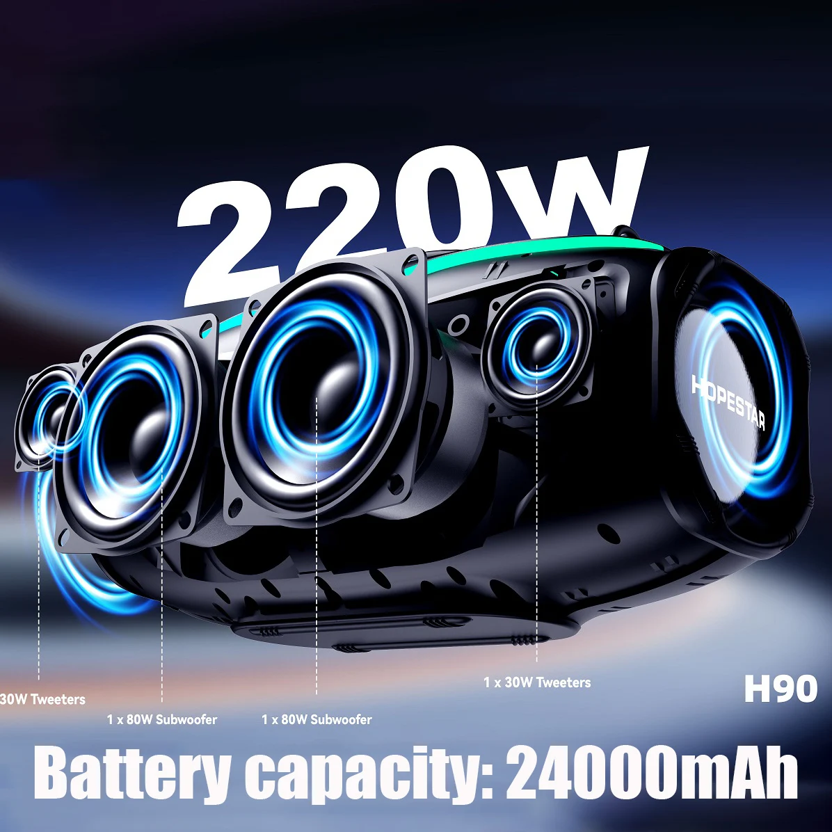 

Original HOPESTAR H90 Caixa De Som Potente Bafle Bleutoof Haut Parleur Avec Micro 220w Karaoke Speaker With Mic And Bluetooh