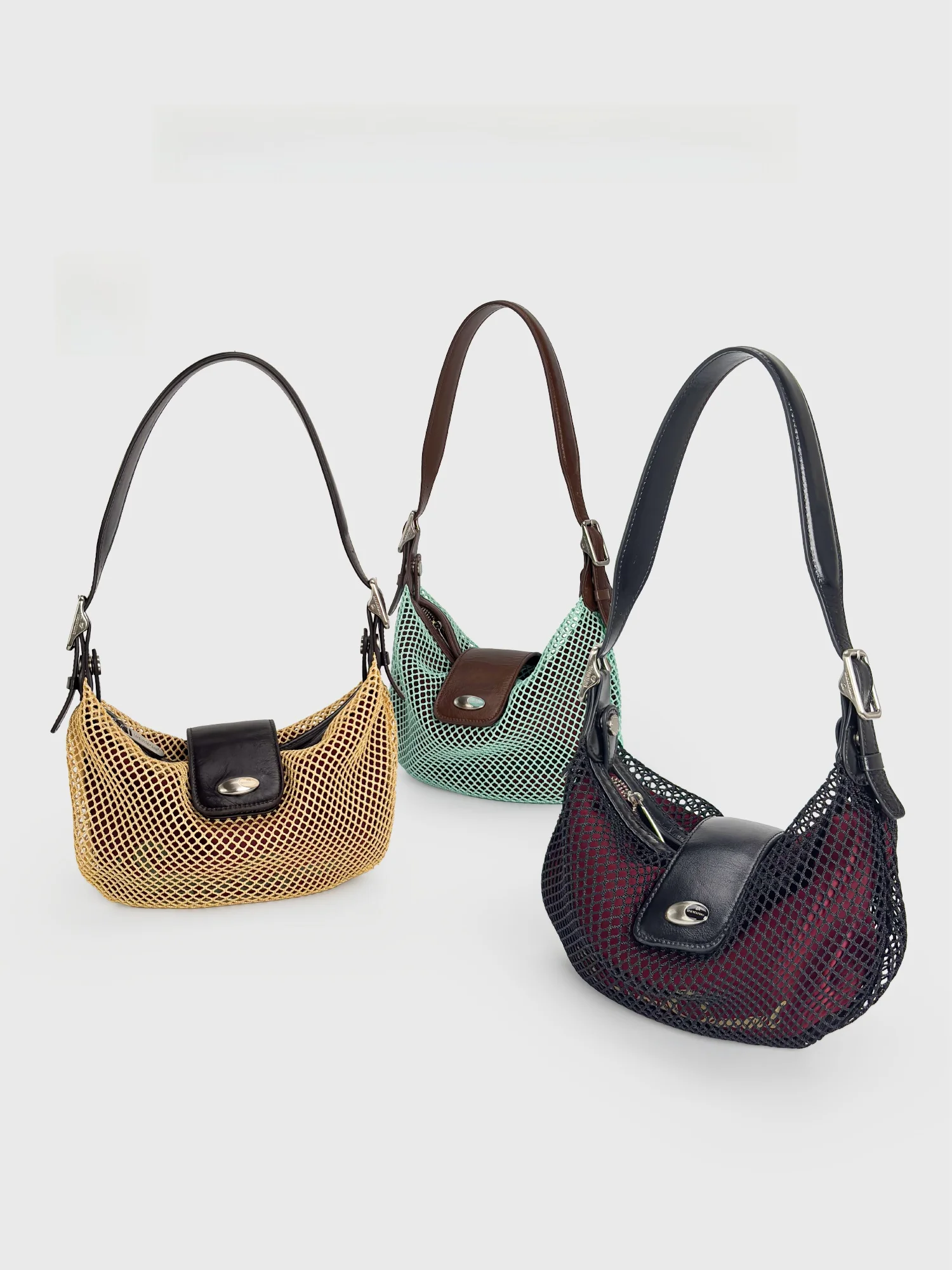 SpicyCapSoul Net Fisherman Shoulder Bag Top Layer Cowhide Crossbody Bag Women's Retro Artistic Style Summer New Handbag