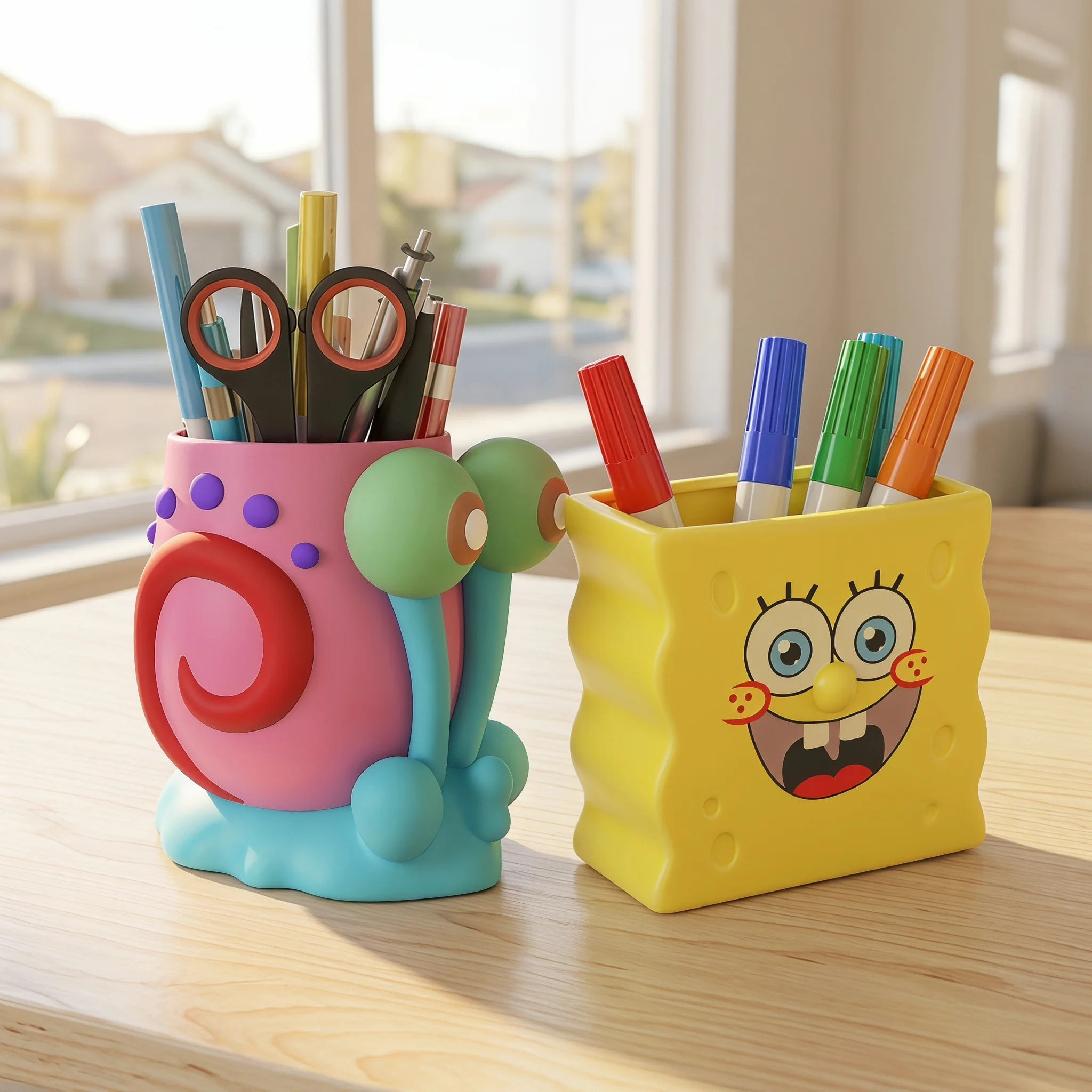 Porte-stylo 3D style Bob l'éponge, forme Gary l'escargot, organisateur de bureau multifonctionnel, rangement de papeterie, décoration pour la maison et le bureau