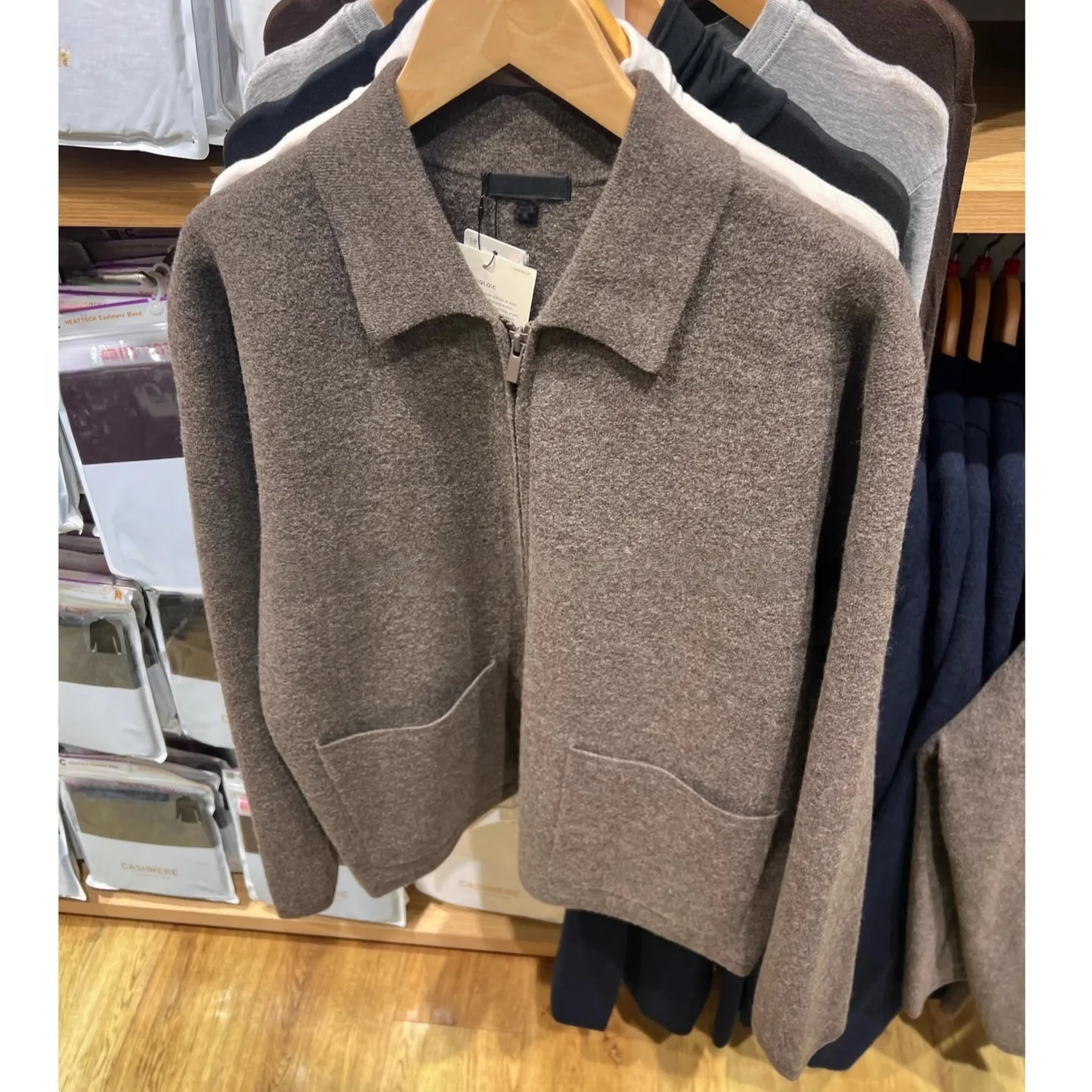 

Вязаная куртка на молнии для пар, теплая верхняя одежда, повседневная куртка с воротником, осенне-зимняя новинка, свободный крой, длинный рукав, цвет