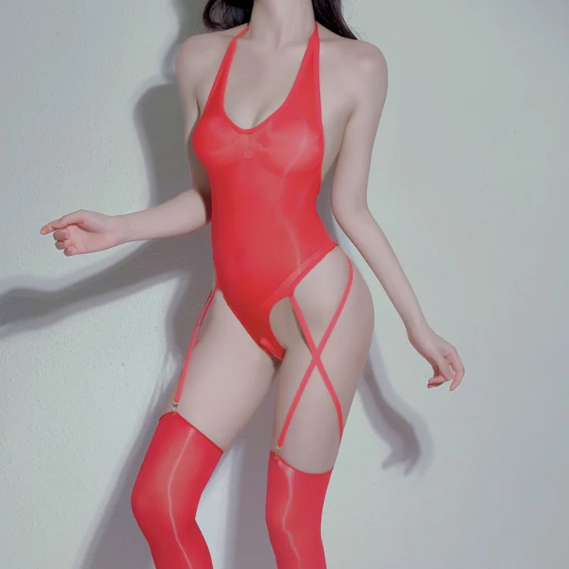 

Женские сексуальные масляные блестящие глянцевые колготки, чулки для тела, прозрачные тонкие колготки с открытой промежностью, стринги с подвязками, длинные чулки с крестом