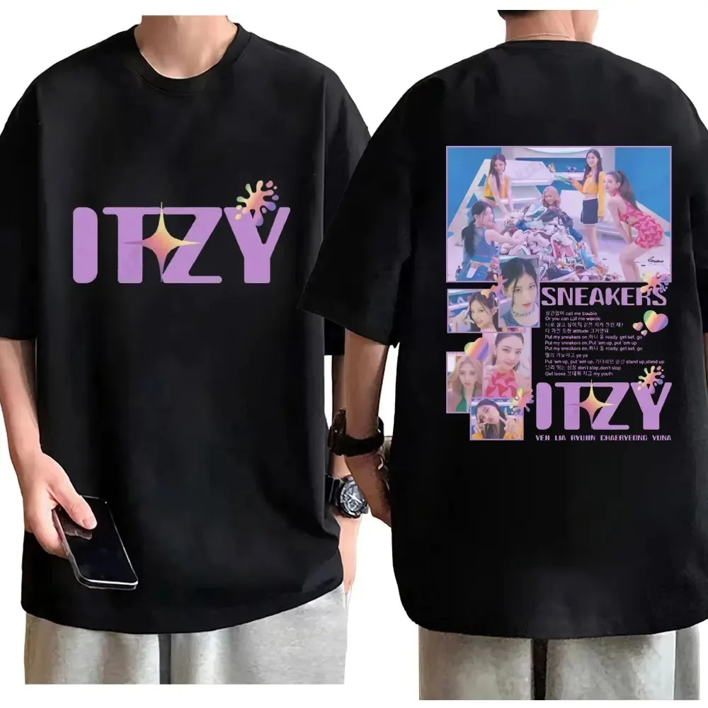 ITZY Girl Band Aesthetics Graphic T Shirts Trend Fashion Yk2 Style Short Sleeve T-shirt Harajuku Kpop Oversized T-shirts Unisex