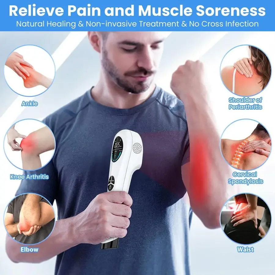 Urządzenie do terapii laserowej ze statywem dla ludzi i psów, 4x808nm i 14x650nm, różdżka do terapii światłem czerwonym na bóle ciała, przenośne.