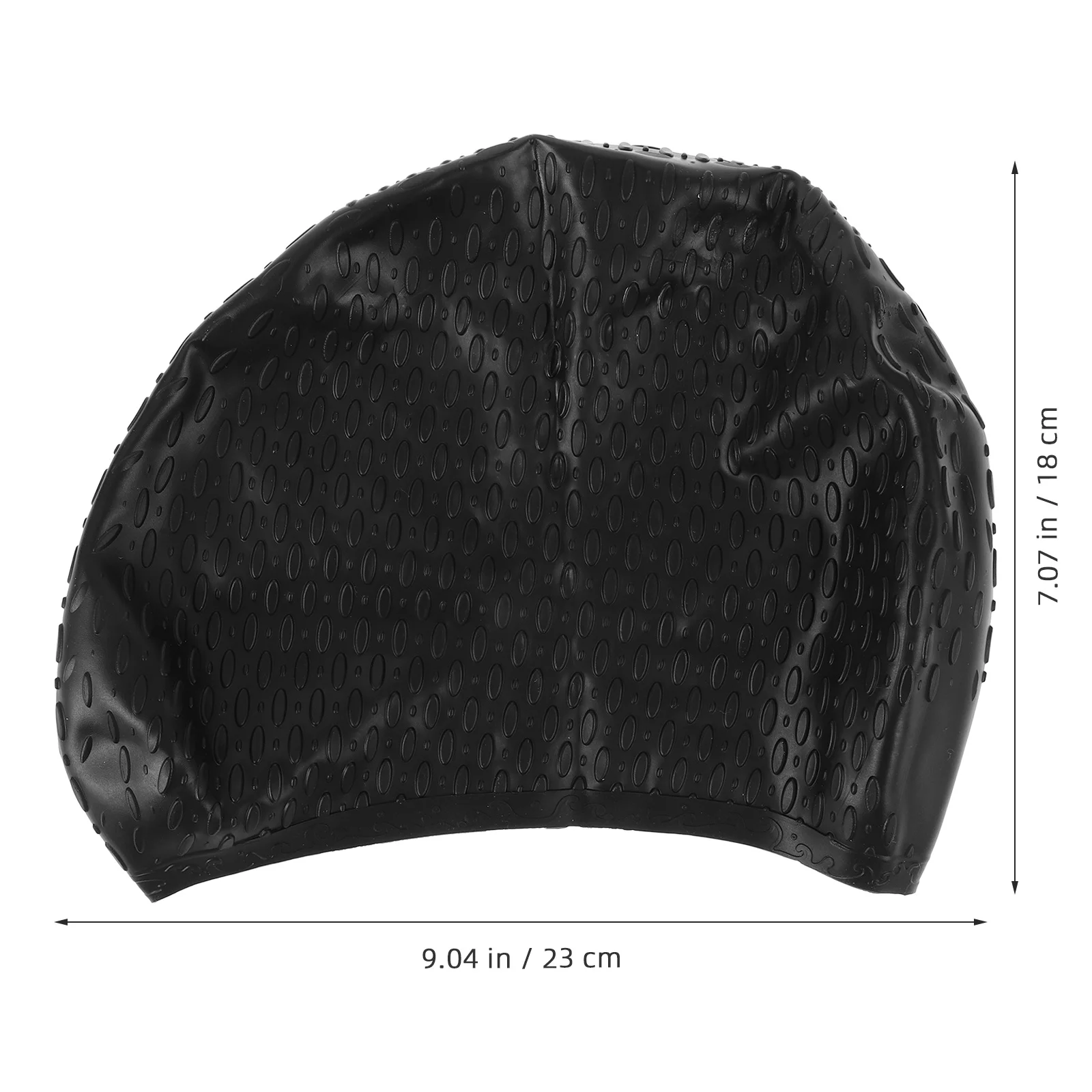 Gorro de natación de silicona negro resistente al agua, 23x18cm, respetuoso con el medio ambiente, Flexible, duradero, diseño único de caída de agua, gorro de natación de silicona