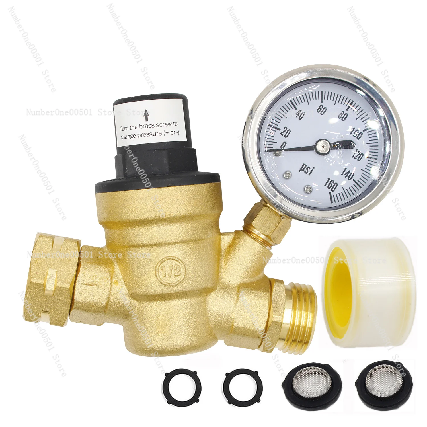 

RV Water Pressure Regulator 3/4 RV Travel Trailer Pressure Controlled Valve, Brass Lead-Free Adjustable Water Pressure Reduction