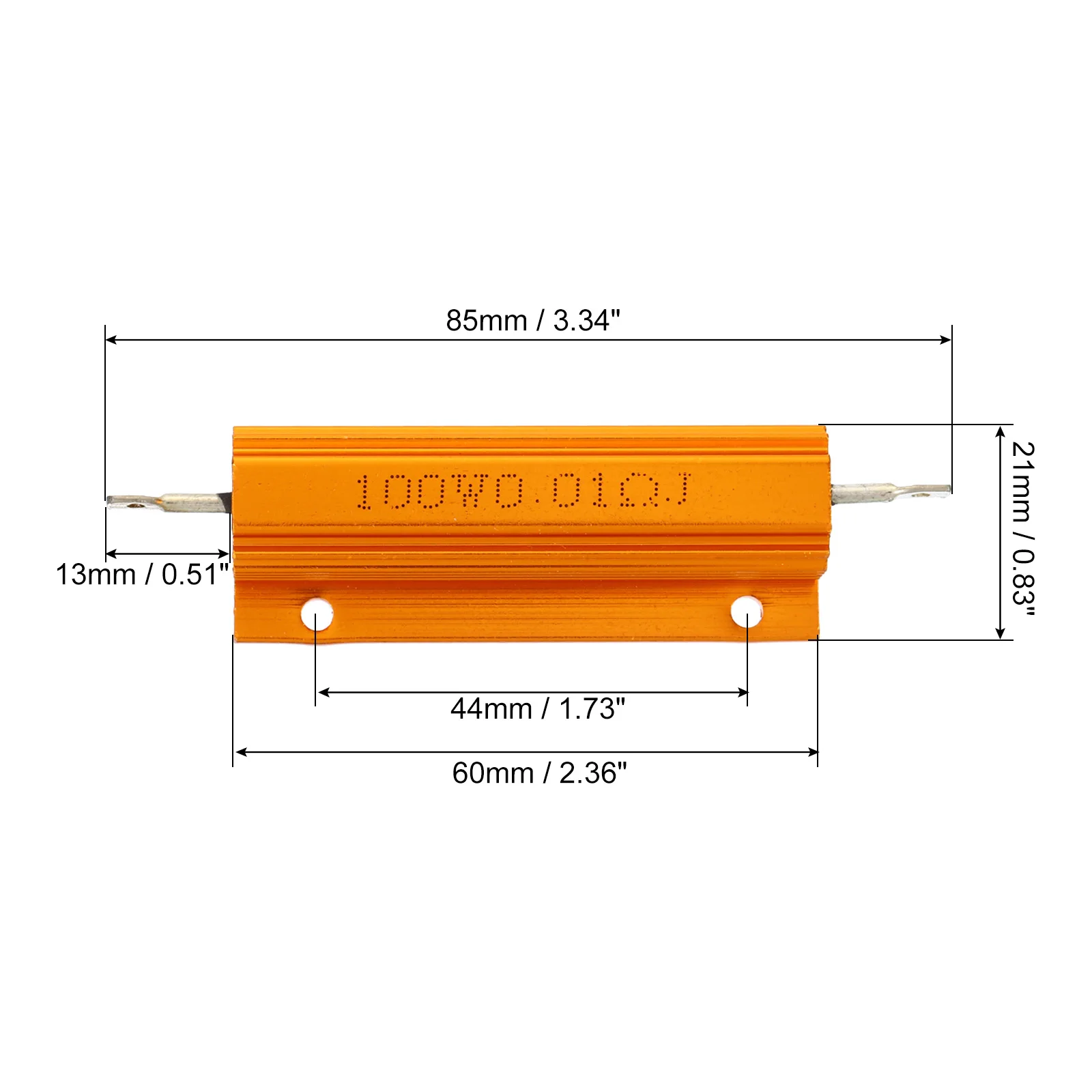 2/5Pc 100W 0.01-10K Ohm Aluminum Shell Resistor Aluminum Housing Resistor Housed Case Wirewound Resistor Screw Tap PowerResistor