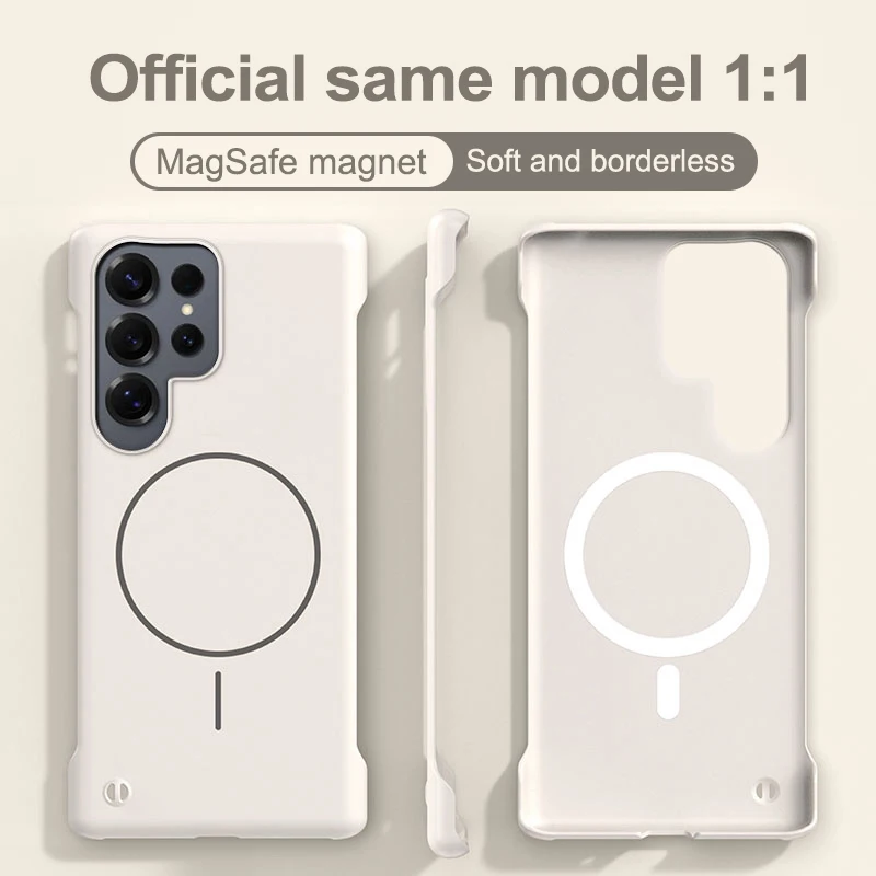 Frameless Magnetic Case For Samsung Galaxy S26 S25 Edge S24 S23 S22 S10 Plus Note 20 Ultra S21 FE For Magsafe Hard PC Back Cover