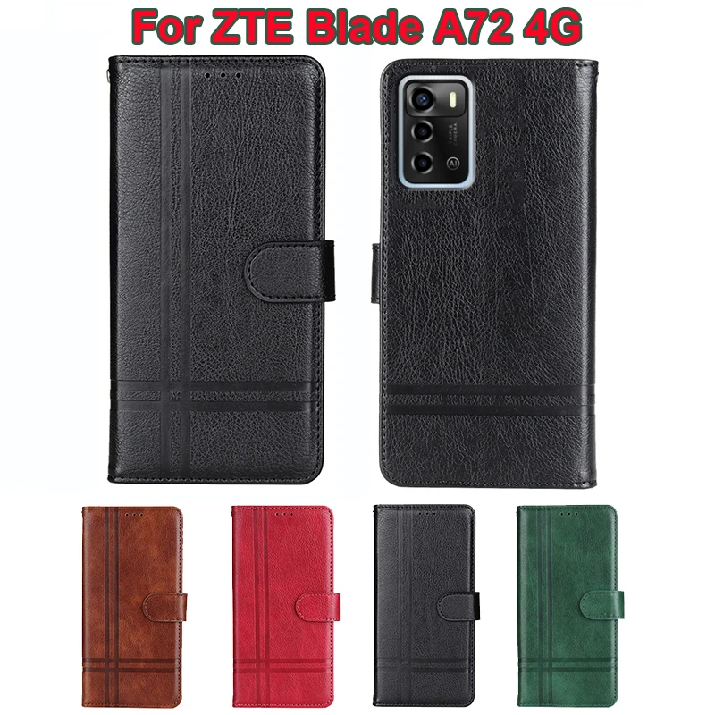 

Wallet Stitch Case For ZTE Blade A72 4G Case Original Leather Flip Phone Cover For Estuches De Celular ZTE Blade V40 Vita Fundas