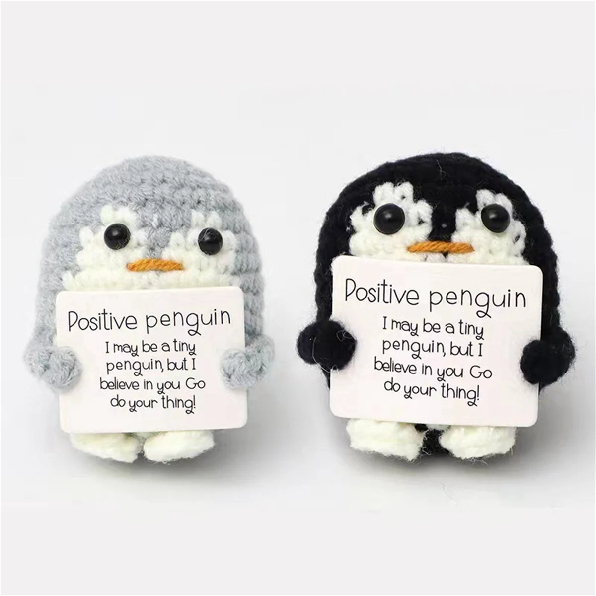 Roll over Image to Zoom in Aeutwekm Emotional Support Penguin Crochet Doll with Positive Card - Cute Crochet Doll Pink